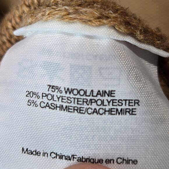 Tory Burch Wool Cashmere Tan Sweater Novelty 3-D Flowers Navy Art To Wear Medium - Picture 4 of 7